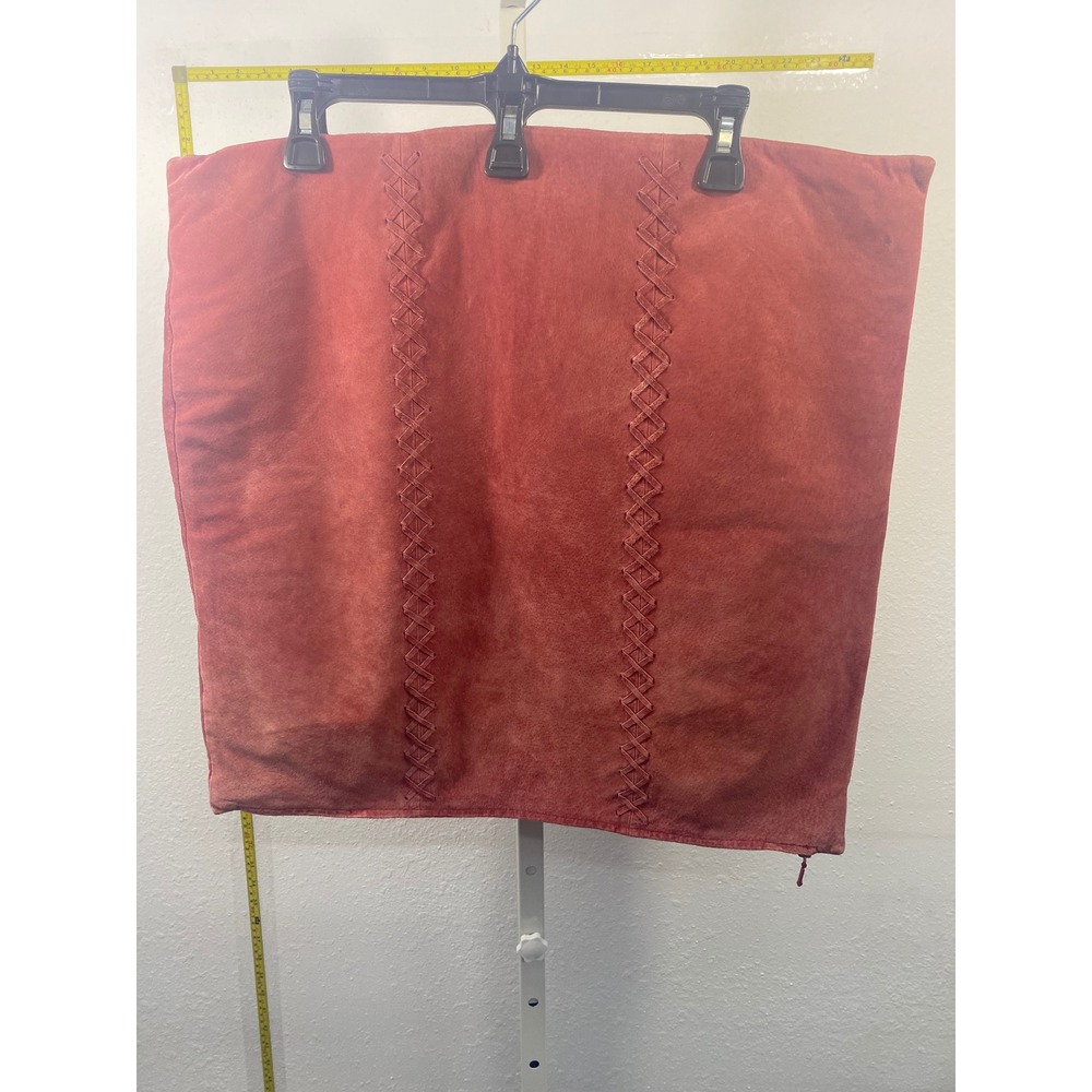 Terracotta Red Suede Whipstitch Boho Leather Side Zip PILLOW Case Two piece set.